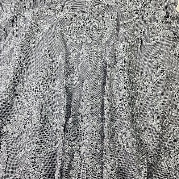 J. Taylor Silver Halter Party Dress Size 14 Floral Lace Shimmer Gathered Waist - Picture 3 of 11